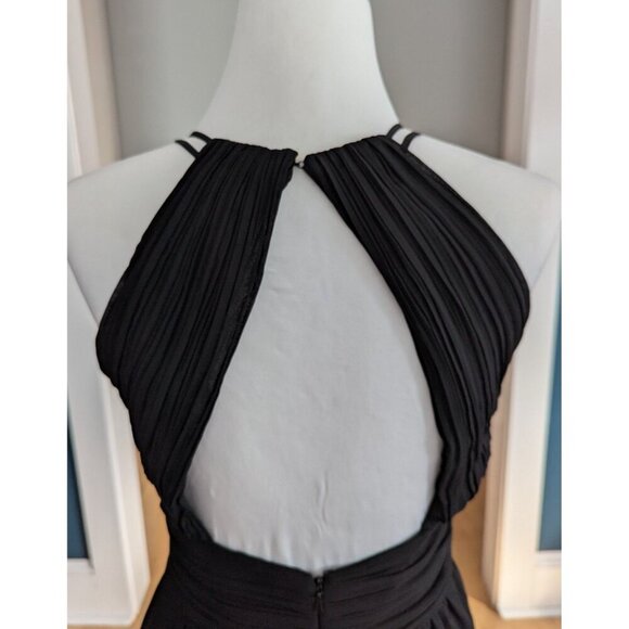 Bill Levkoff Black Formal Chiffon Pleated Dress Size 8 - Picture 8 of 13